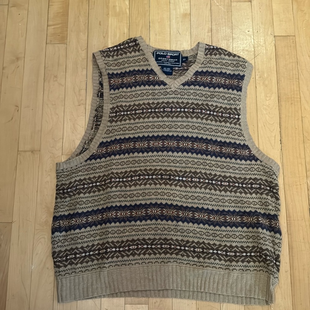 Polo Sports vintage sweater vest cotton linen size XL